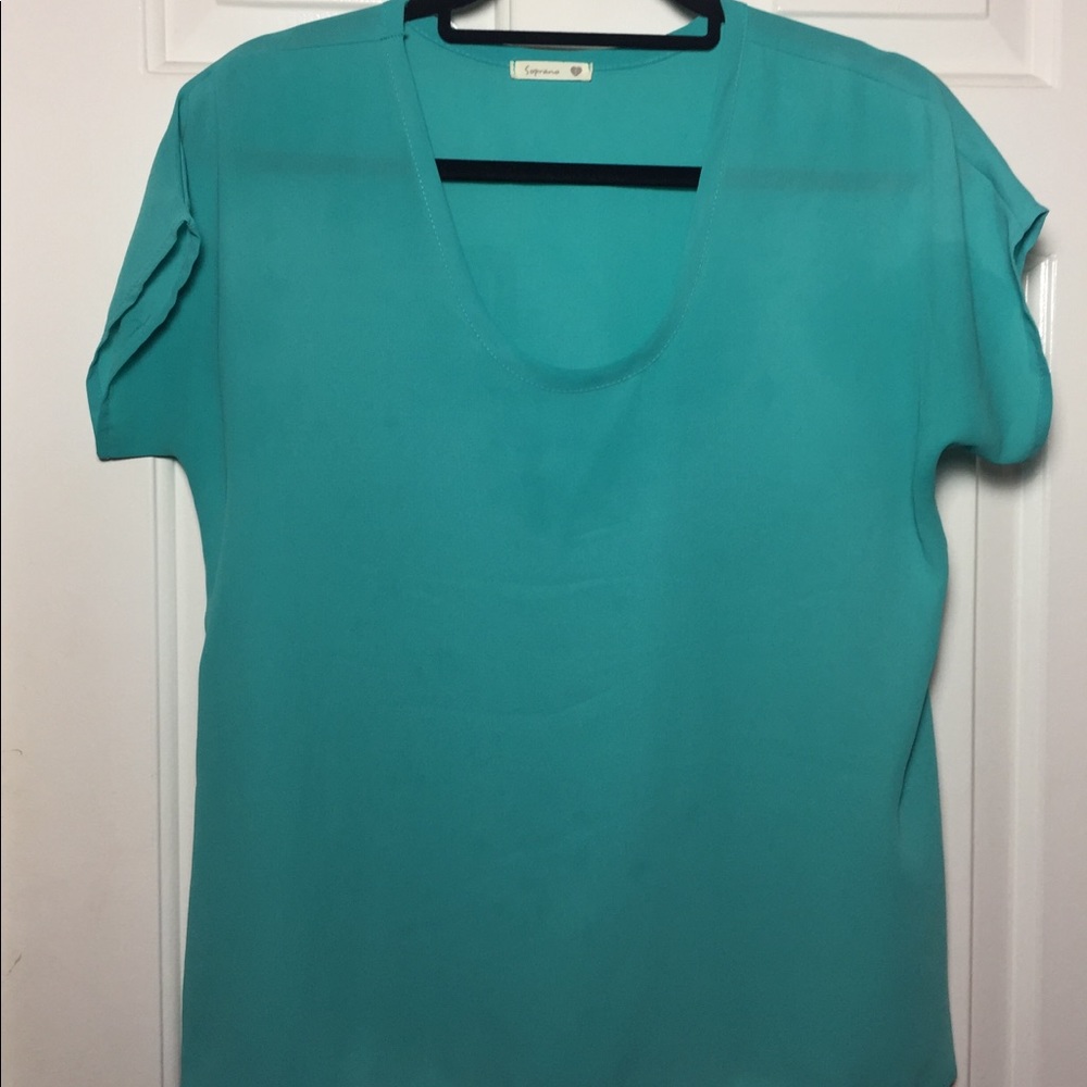 Scoop neck teal blouse